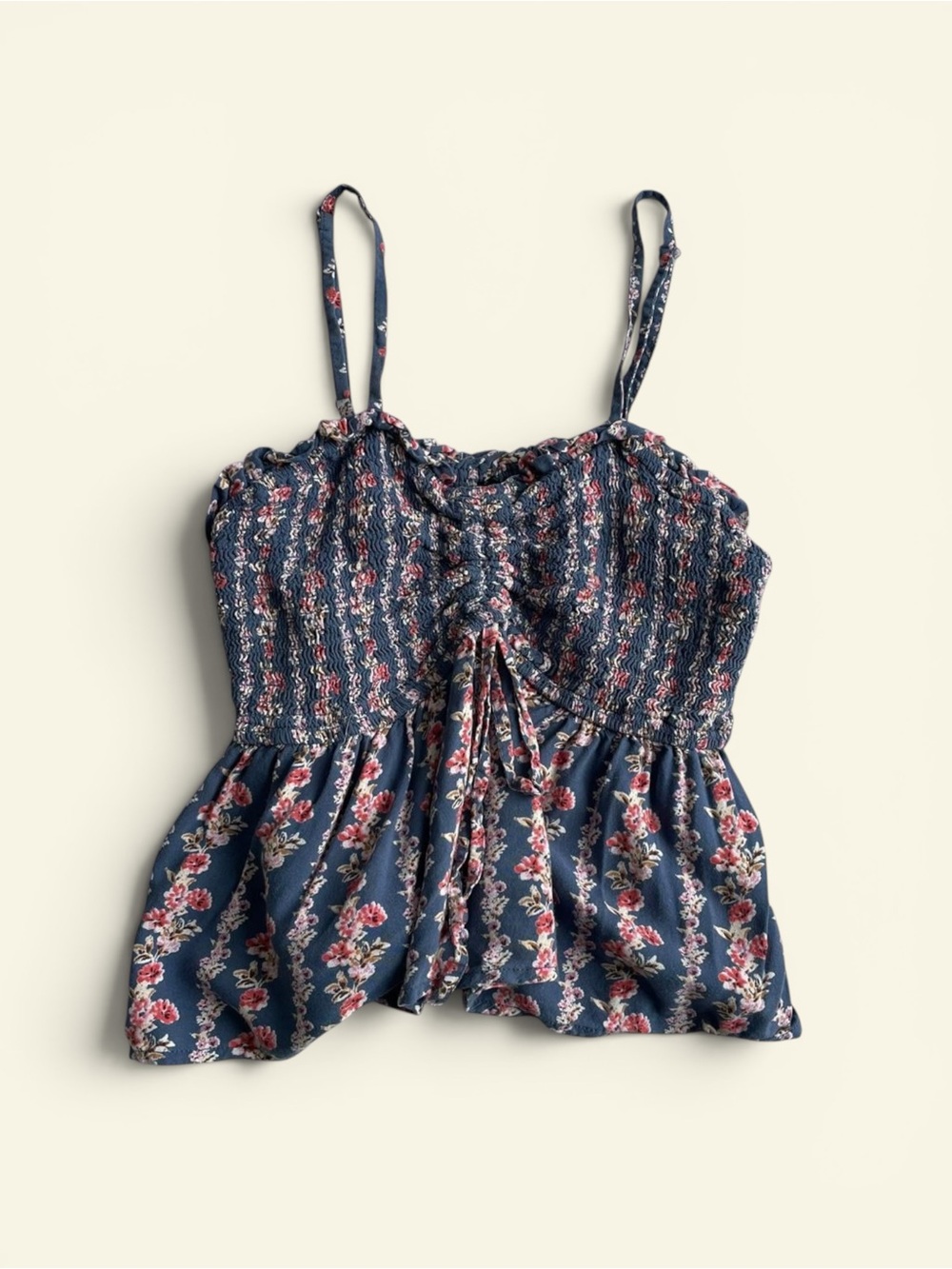 Abercrombie & Fitch Navy Floral Smocked Camisole